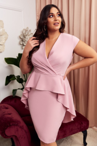Sukienka SIMONA brudny róż Plus Size 44-56