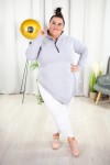 Asymetryczna Bluza SHAGGY melanż Plus Size L-4XL