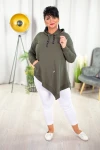 Asymetryczna Bluza SHAGGY khaki Plus Size L-4XL