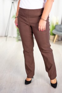 Spodnie w gumę z prostą nogawką MIKSA 02 brąz Plus Size 42-64