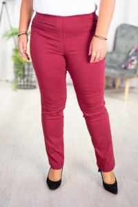 Spodnie w gumę z prostą nogawką MIKSA 02 bordo Plus Size 42-64 