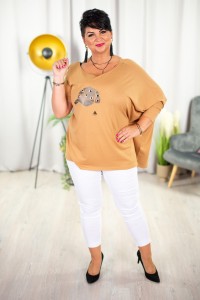 Bluzka Ponczo PERSI camel Plus Size 44/50