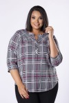 Bluzka w szarą kratkę JUDYTA Plus Size 42-58