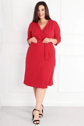 Wizytowa Sukienka CAREN czerwona Plus Size 44-52