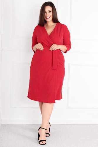 Wizytowa Sukienka CAREN czerwona Plus Size 44 46 48 50 52
