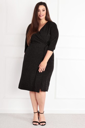 Wizytowa Sukienka CAREN czarna Plus Size 44 46 48 50 52