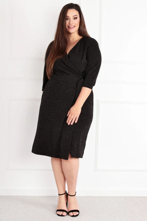 Wizytowa Sukienka CAREN czarna Plus Size 44 46 48 50 52