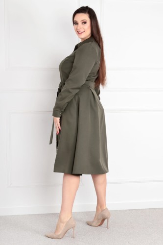 Sukienka wizytowa INES khaki Plus Size 44 46 48 50 52
