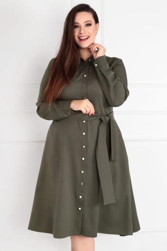 Sukienka wizytowa INES khaki Plus Size 44 46 48 50 52