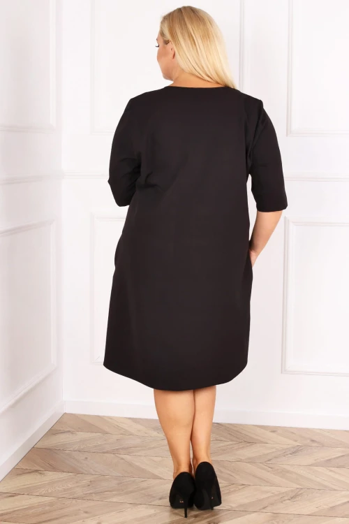 Sukienka trapezowa czarna wyjściowa Plus Size 46 48 50 52 54