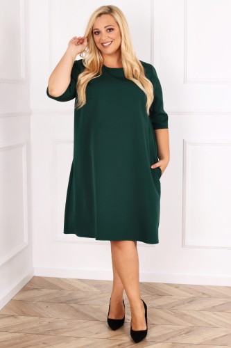 Sukienka trapezowa CECILIA zielona Plus Size 46 48 50 52 54