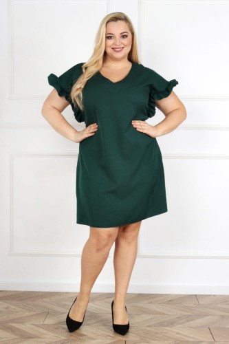 Sukienka SYLWIA zielona butelkowa Plus Size 44 46 48 50 52 54