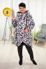 Zimowa Kurtka z kapturem asymetryczna DEZIRE czarno-biała Plus Size 42 44 46 48 50 52 54