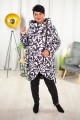 Zimowa Kurtka z kapturem asymetryczna DEZIRE czarno-biała Plus Size 42 44 46 48 50 52 54