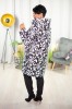 Zimowa Kurtka z kapturem asymetryczna DEZIRE czarno-biała Plus Size 42 44 46 48 50 52 54