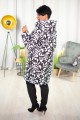 Zimowa Kurtka z kapturem asymetryczna DEZIRE czarno-biała Plus Size 42 44 46 48 50 52 54
