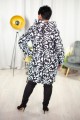 Zimowa Kurtka z kapturem asymetryczna DEZIRE czarno-biała Plus Size 42 44 46 48 50 52 54