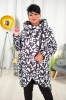 Zimowa Kurtka z kapturem asymetryczna DEZIRE czarno-biała Plus Size 42 44 46 48 50 52 54