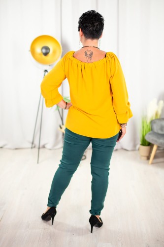 Bluzka Hiszpanka LENA długi rękaw miodowa Plus Size 42 44 46 48 50 52