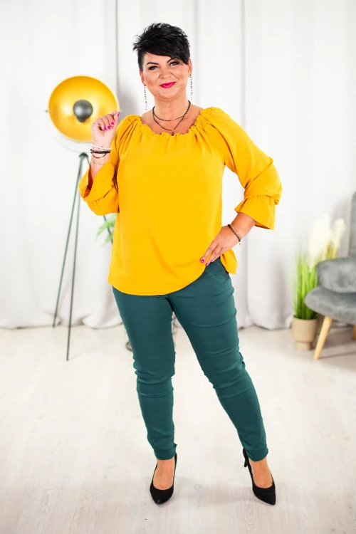 Bluzka Hiszpanka LENA długi rękaw miodowa Plus Size 42 44 46 48 50 52