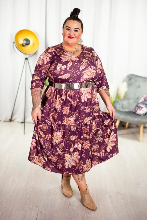 Sukienka w stylu Boho za kolano plu size 46 48 50 52 54