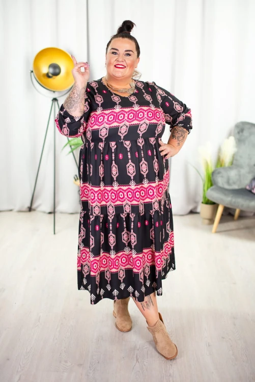 Sukienka w stylu boho za kolano DIANA Plus Size 46 48 50 52 54