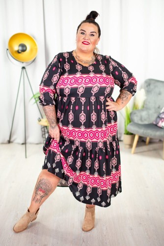 Sukienka w stylu boho za kolano DIANA Plus Size 46 48 50 52 54