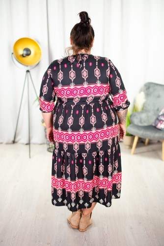 Sukienka w stylu boho za kolano DIANA Plus Size 46 48 50 52 54