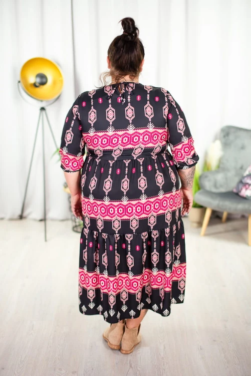 Sukienka w stylu boho za kolano DIANA Plus Size 46 48 50 52 54