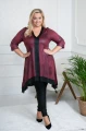 Trapezowa Tunika z ekoskórki MASUS bordo Plus Size 46 48 50 52 54 56