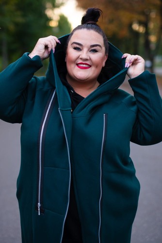 Płaszcz Dresowy SYNC butelkowa zieleń Plus Size 44-54