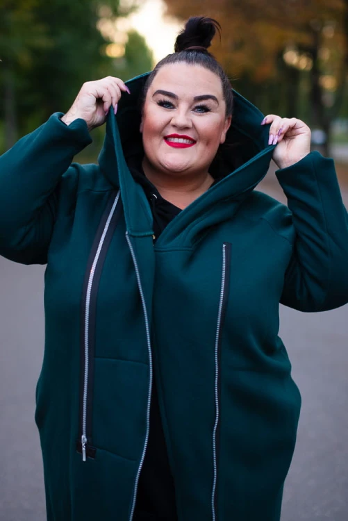 Płaszcz Dresowy SYNC butelkowa zieleń Plus Size 44-54