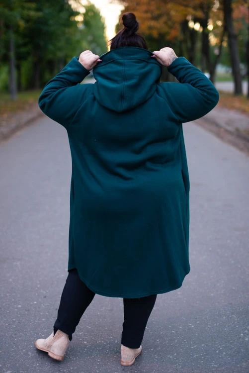 Płaszcz Dresowy SYNC butelkowa zieleń Plus Size 44-54
