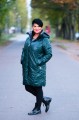 Zimowy Płaszcz w pepitkę CARLY butelkowa zieleń Plus Size 44-50