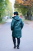 Zimowy Płaszcz w pepitkę CARLY butelkowa zieleń Plus Size 44-50
