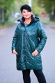 Zimowy Płaszcz w pepitkę CARLY butelkowa zieleń Plus Size 44-50