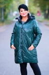 Zimowy Płaszcz w pepitkę CARLY butelkowa zieleń Plus Size 44-50 