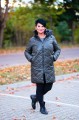 Zimowy Płaszcz w pepitkę CARLY khaki Plus Size 44-50