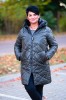 Zimowy Płaszcz w pepitkę CARLY khaki Plus Size 44-50