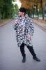 Zimowa Kurtka z kapturem DEZIRE czarno-biała Plus Size 42-54
