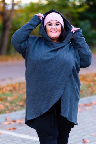 Bluza Ponczo NEGRI grafit Plus Size L-4XL
