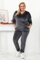 Dres welurowy NAOMI szary Plus Size 44-54