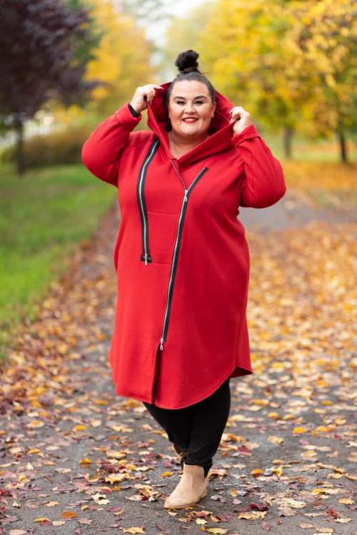 Płaszcz Dresowy SYNC czerwony Plus Size 44 46 48 50 52 54