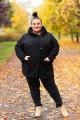 Płaszcz Oversize z Bukli czarny Plus Size 44-56