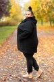 Płaszcz Oversize z Bukli czarny Plus Size 44-56