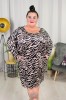 Sukienka Tuba Welurowa TIMO beż zebra Plus Size 48-54
