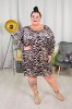 Sukienka Tuba Welurowa TIMO beż zebra Plus Size 48-54