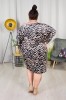 Sukienka Tuba Welurowa TIMO beż zebra Plus Size 48-54