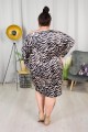 Sukienka Tuba Welurowa TIMO beż zebra Plus Size 48-54
