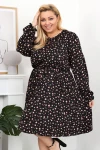 Sukienka wizytowa w kwiatki odcinana w talii LU wzór 1 Plus Size 44-52